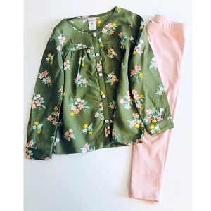 Carter’s Green/Floral Top with pink Leggings